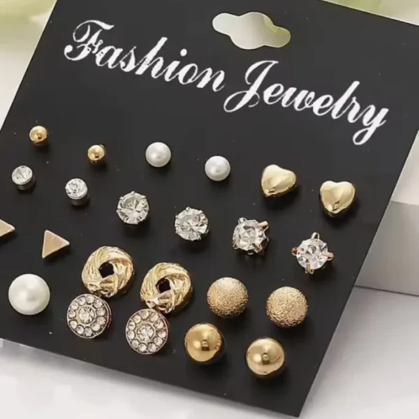 Conjunto de Brincos Bolinha Dourada e Pérola